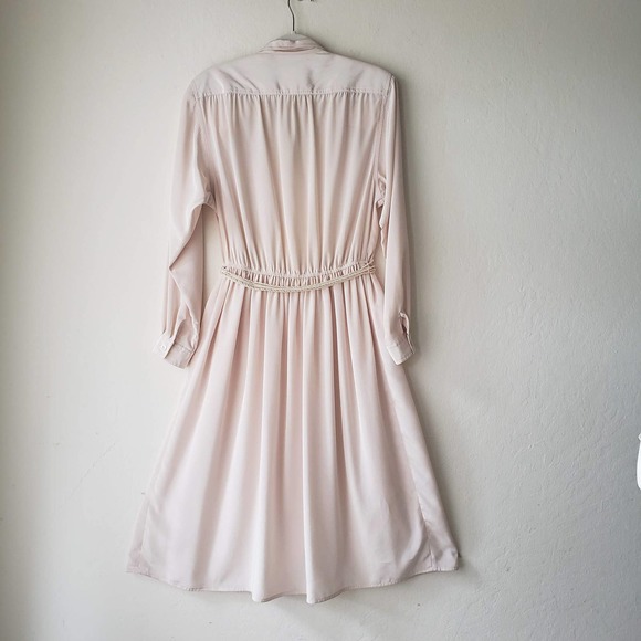 Vintage Leslie Fay Ecru Button Down Midi Dress Size 10 - Picture 4 of 7